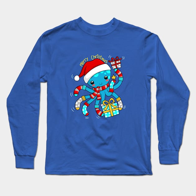 Xmas octopus Long Sleeve T-Shirt by JoanaJuheLaju1